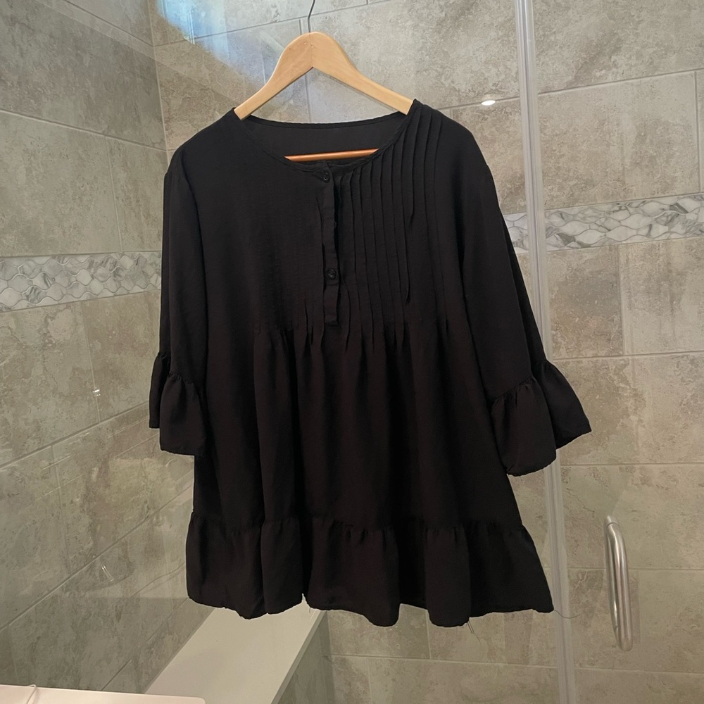 Black Cover up with ruffle cuffs